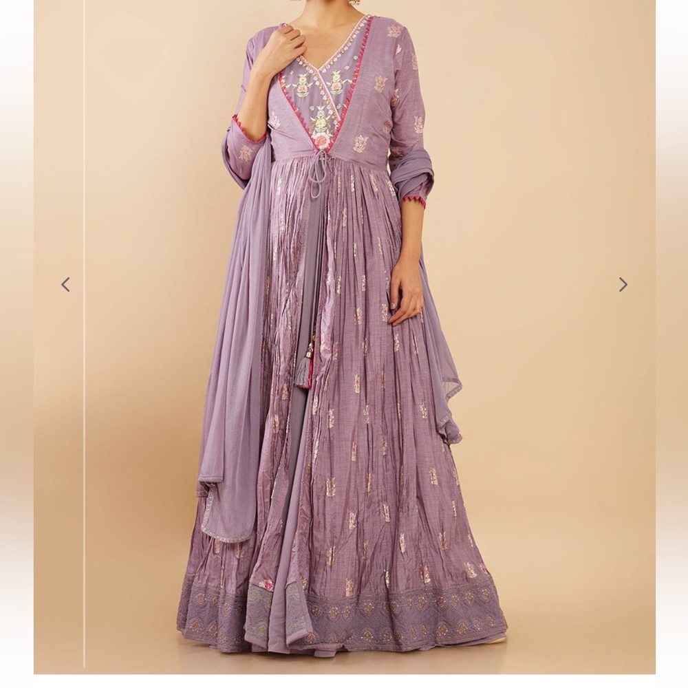Embellished gown dress with jacket heavily embroidered